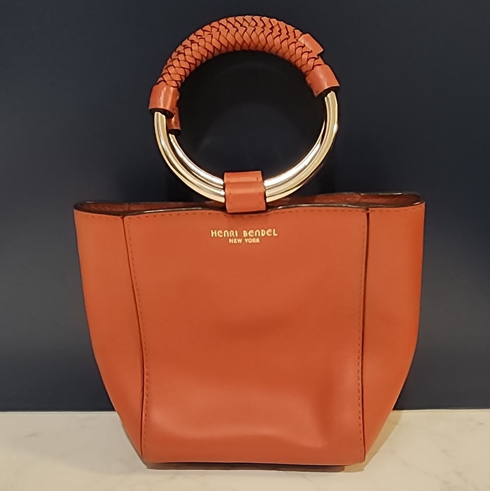 Henri Bendel Burnt Orange Mini Bag with Gold Handle